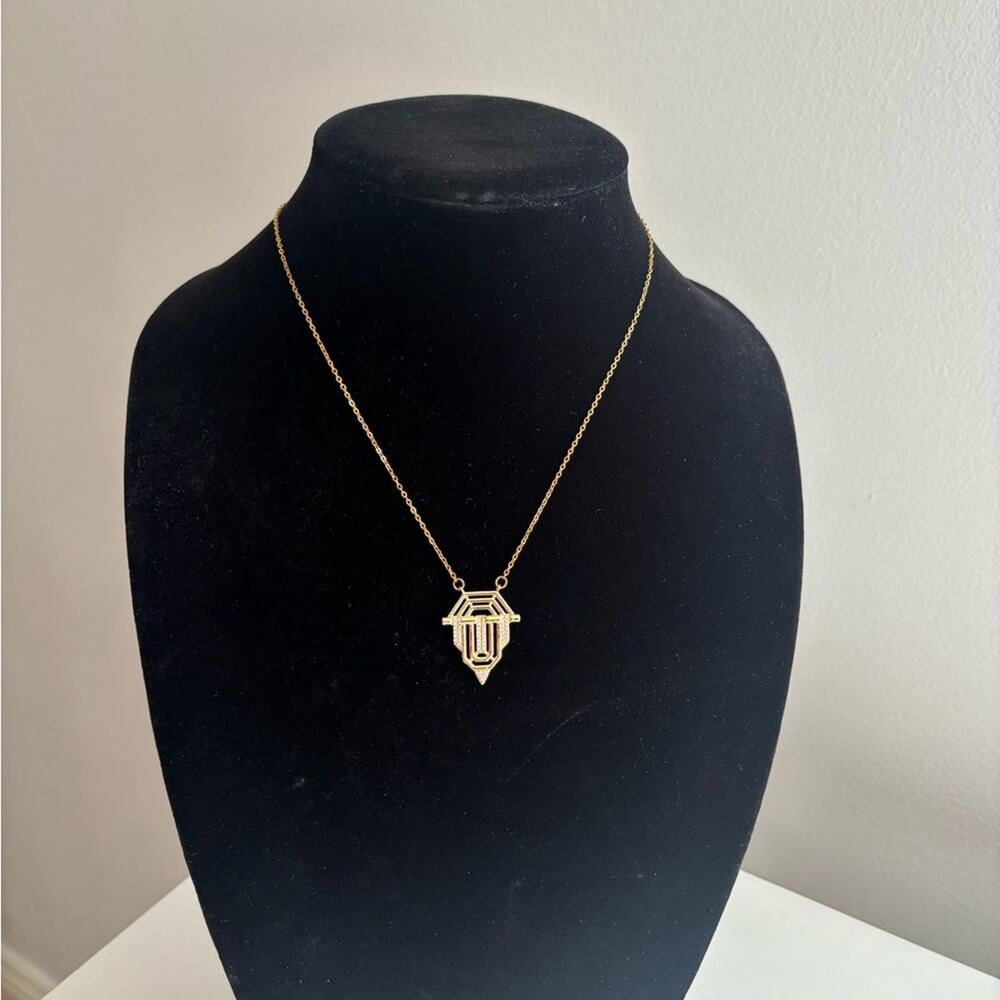 Gold Tone Geometric Pendant Necklace - Women's Jewelry - Picture 3 of 7